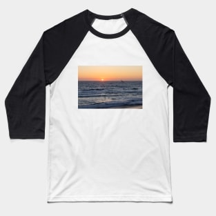 Nautical sunset at the Beach with a Seagull Baseball T-Shirt